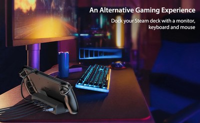 Anker Docking Station für Steam Deck/ROG Ally, 6-in-1 Steam Deck Dock, USB-C -Hub mit HDMI 4K@60Hz, 1 Gbit/s Ethernet, 2 USB-A & 1 USB-C Anschlüsse, 100W Schnellladung für Steam Deck, ROG Ally