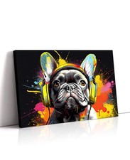 French Canvas Wall Art Dog Wall Decor Animal Painting Prints Graffiti Pet Pic...