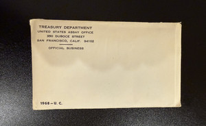 U.S. Mint 1968 Uncirculated Coin Set Original US Mint Envelope (Great Condition)