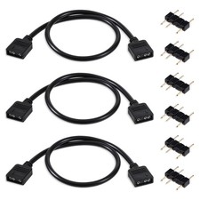 3 Pack ARGB Extension Cable 1-to-1 ARGB Splitter Cable 5V 3-Pin Addressable R...