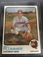 1973 TOPPS BILL PLUMMER REDS AUTO SIGNED BASEBALL CARD #177