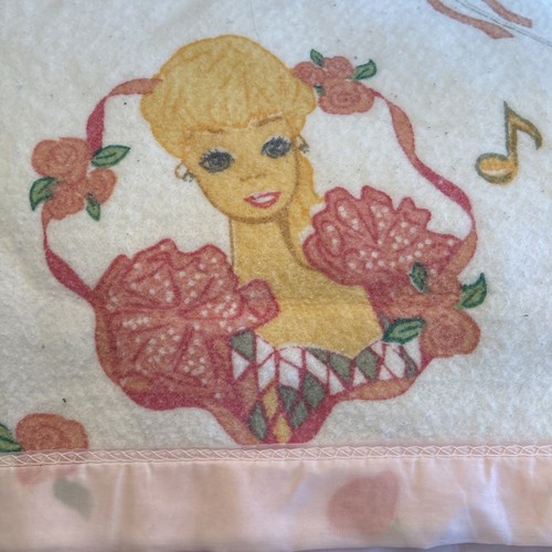 1995 Mattel Barbie Acrylic Blanket Top Satin Trim Twin / Full 70"x88" Ballerina - Picture 1 of 6