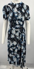 Alexander McQueen ALTRD Blue Abstract Printed Draped Midi Dress sz 44