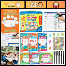 Reusable Handwriting Practice Workbooks for Kids 3-8 - Deep Tracing Grooves, Ink