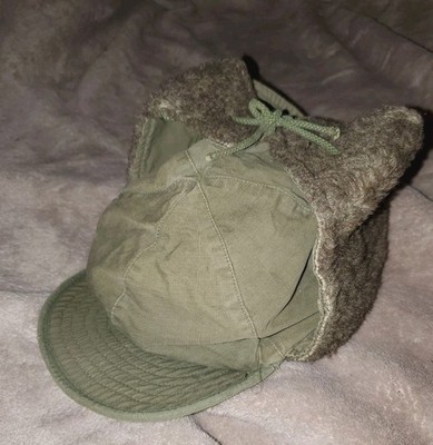 1953 Korean War US Army M-1951 OD Pile Field Cap Hat Ear Flap Hat  6 1/2 Alpaca