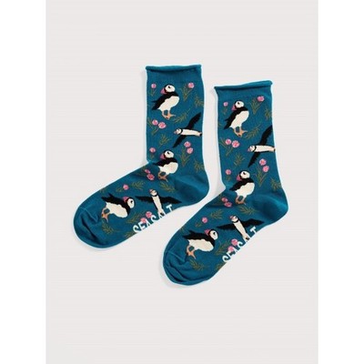 Seasalt Arty Organic Cotton Socks - Puffin Thrift Seaway - UK 4-7 - BNWT