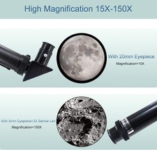 BLACK - ToyerBee Telescope for Adults Kids, 70mm Aperture Refractor 15X-150X