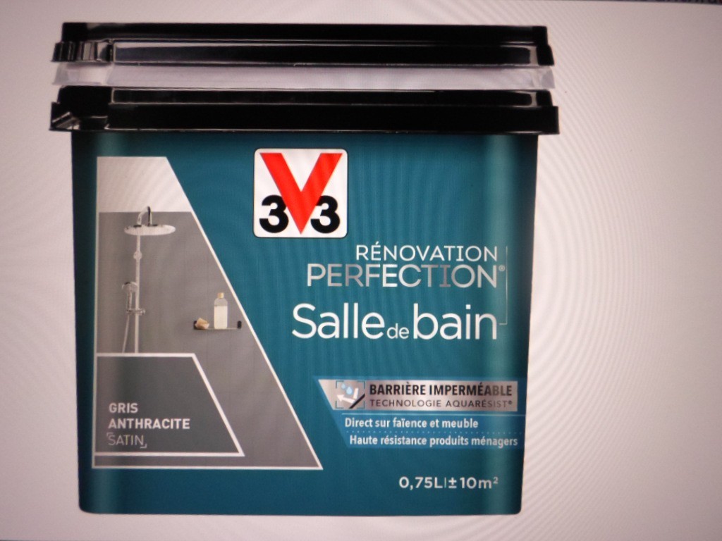 Peinture faïence pour rénover un carrelage usé sans ponçage gris anthracite 0.75L