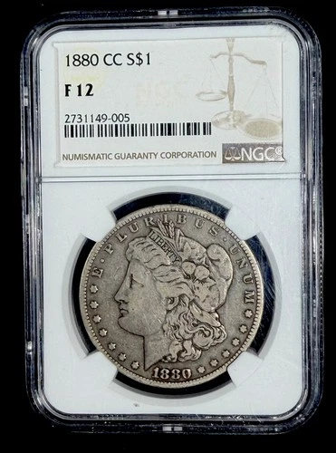 1880-CC Morgan Silver Dollar $1 Carson City Coin - Certified NGC Fine 12 (F12)