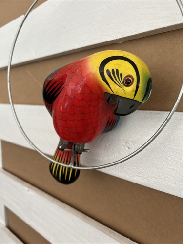 Vintage Hanging Hand Painted Ceramic Parrot on Swing Mexican Folk Art 10” - Picture 2 of 9