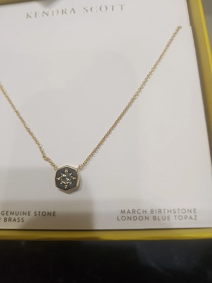 Kendra Scott Riley Gold Tone Necklace Blue Topaz - New in Box - March Birthstone - Image 4 of 4