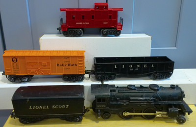 1950'S LIONEL SCOUT SET #1110 LOCO,X1004 BOXCAR,X1002 GONDOLA + 1007 CABOOSE