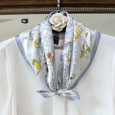 Cloud Cartoon Paisley Print 100 Mulberry Silk Shawl Scarf Necktie Kerchief 21"