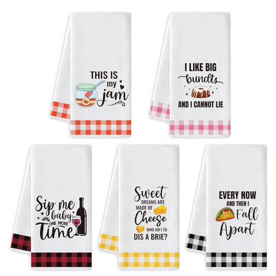 Kuechenhandtuch Set 5 Stueck Geschirrtuch Essen Motiv saugfaehig Baumwolle Tuch