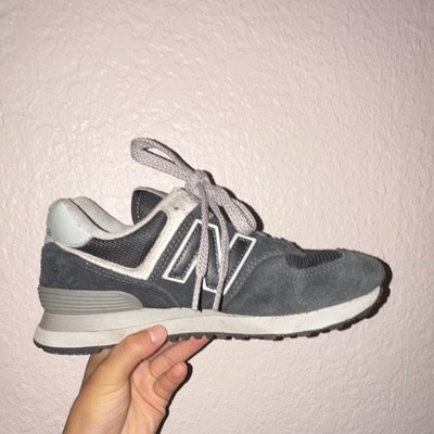 New Balance 574 Gray/Black/White Low Top Lace-Up Sneaker Solid Casual Athletic