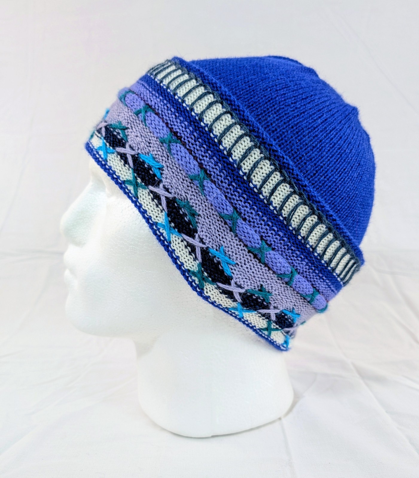 Handmade Alpaca Blue Beanie Boho Peru