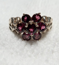 VINTAGE CLASSIC STERLING SILVER AMETHYST COLOR CZ BAND RING  SIZE 7.75