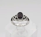 Sterling Silver Vintage .59ct Garnet Celtic Knot Ring Size 7.5