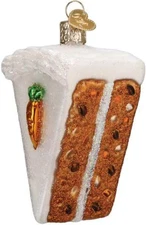 Carrot Cake Glass Blown Ornament for Christmas Tree, Handcrafted Holiday Decorat