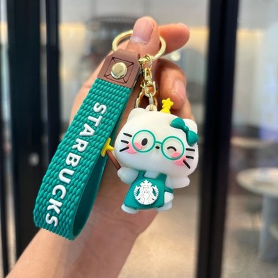 Two Sanrio Starbucks Keychains Hello Kitty & Pochacco Dog