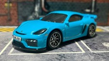 CUSTOM Blue Porsche 718 Cayman GT4 • Chrome Wheels • Hot Wheels Premium • HTF