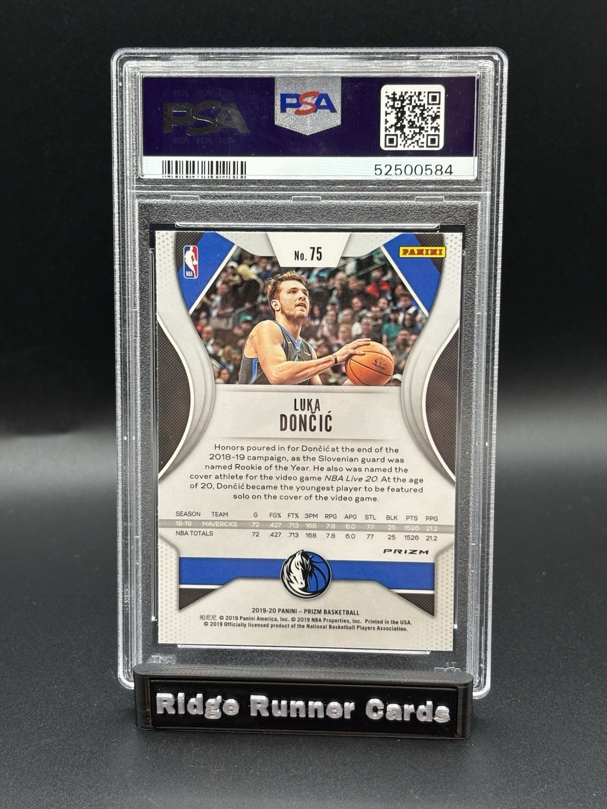 2019-2020 Panini Prizm LUKA DONCIC Red White Blue Prizm #75 PSA 10 LAKERS view 2
