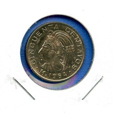 1964 Mexico 50 Centavos 50c Brilliant Uncirculated #21 Cuauhtémoc Mexican Coin 