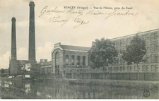 VOSGES  VINCEY  l'usine prise du canal