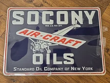 20"x14" STANDARD OIL SOCONY  AIR-CRAFT OILS ADV. SIGN METAL 