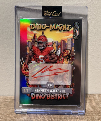 Wild Card Dino-Might Dino District Kenneth Walker III Auto Color  Match TRUE 1/1