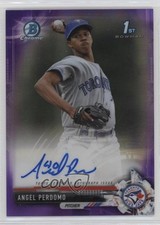 2017 Bowman Chrome Prospect Purple Refractor 80/250 Angel Perdomo Auto 10ea