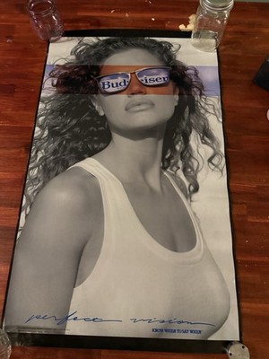 Vintage 1991 Budweiser Beer Model Poster Perfect Vision 29  X 18  Sexy Man Cave