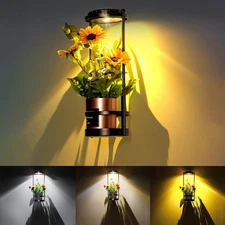 Solar Floor Lamps with Plant Stand, 3 Color Temperatures Solar Lights Outdoor...