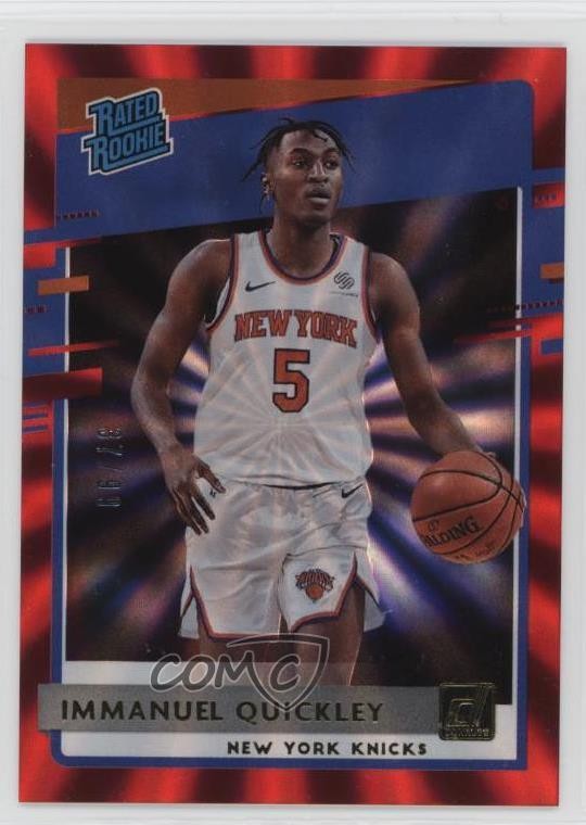 2020 Donruss Rated Rookies Red Laser 37/99 Immanuel Quickley #213 Rookie RC 1d0h