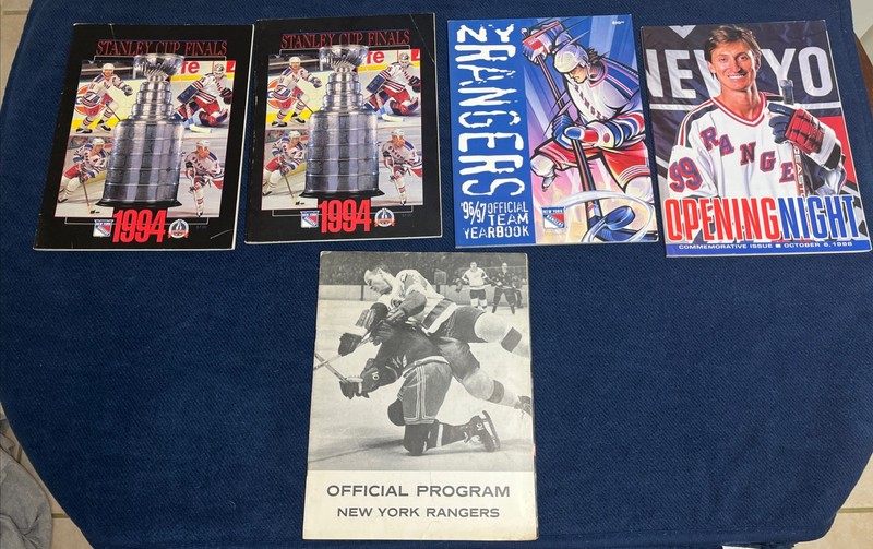 Lot of  5 NEW YORK RANGERS Programs  1962 , 1994,1996,1997 With Bonus Cover
