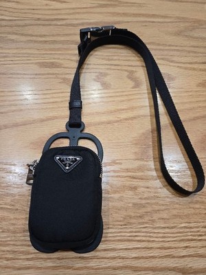PRADA Smartphone Shoulder Triangle Logo Nylon Rubber Black