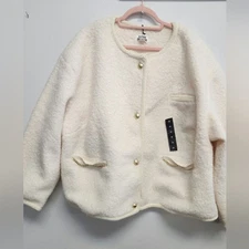 Future Collective Teddy Lady Chain Jacket Cream Womens 3X NWT