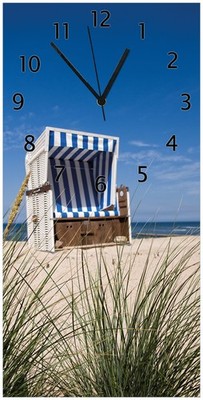 Wallario Wanduhr Strandkorb Meer Korb Sand Küste Urlaub Ostsee Düne Wind