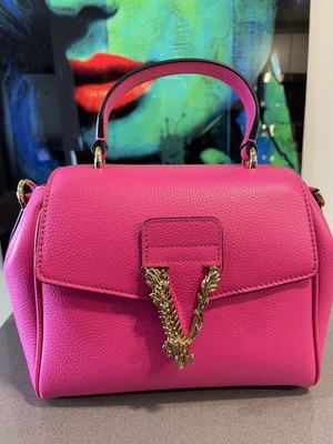 Versace Top Handle Bag  Virtus Grainy Calf  Small Pink   1015556 IT NWT $2100