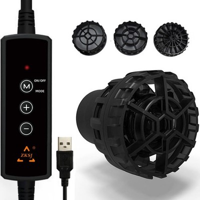 ZKSJ Mini Aquarium Wave Maker Pump USB 530GPH Circulation for 10 Gal Tank