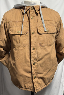 Open Trails Tan Full Snap Soft Shell Quilt Lined Barn Chore Coat Men s Large
