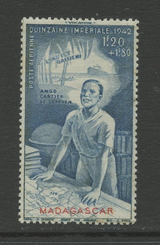 MADAGASCAR CB5, 1942 EDUCATION FUND, MINT, VLH, (MG4283)
