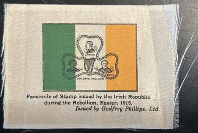 SCARCE Vintage Silk of 1916 Irish Easter Rebellion Stamp - Larkin ALLEN O'Brien