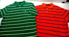 Polo Ralph Lauren Green White & Orange White Stripe Classic Fit Polo Shirt SZ XL