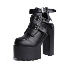 Occident Womens Punk Platform High Heel Hollow Out Shoes Nightclub Casual Party