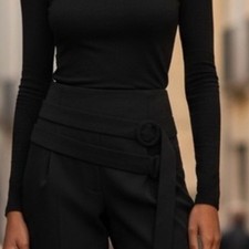 NWT Cinq  Sept Black Flare Pants with double belt size 10