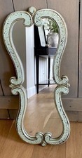 Gustavian Style Wall Mirror Soft French Blue Green Distressed