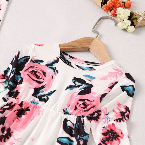 Mother Daughter Long Dress Family Matching Clothes Mom Baby Girl & Woman Outfits - Picture 5 of 14