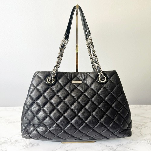 Kate Spade Quilted Gold Coast Maryanne Black Leather Chain Shoulder