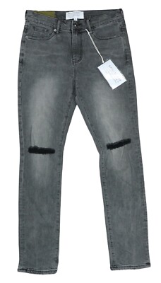 Sanctuary 30Wx32L Slim Fit Straight Leg Distressed Men's Denim Jeans NWT Grey